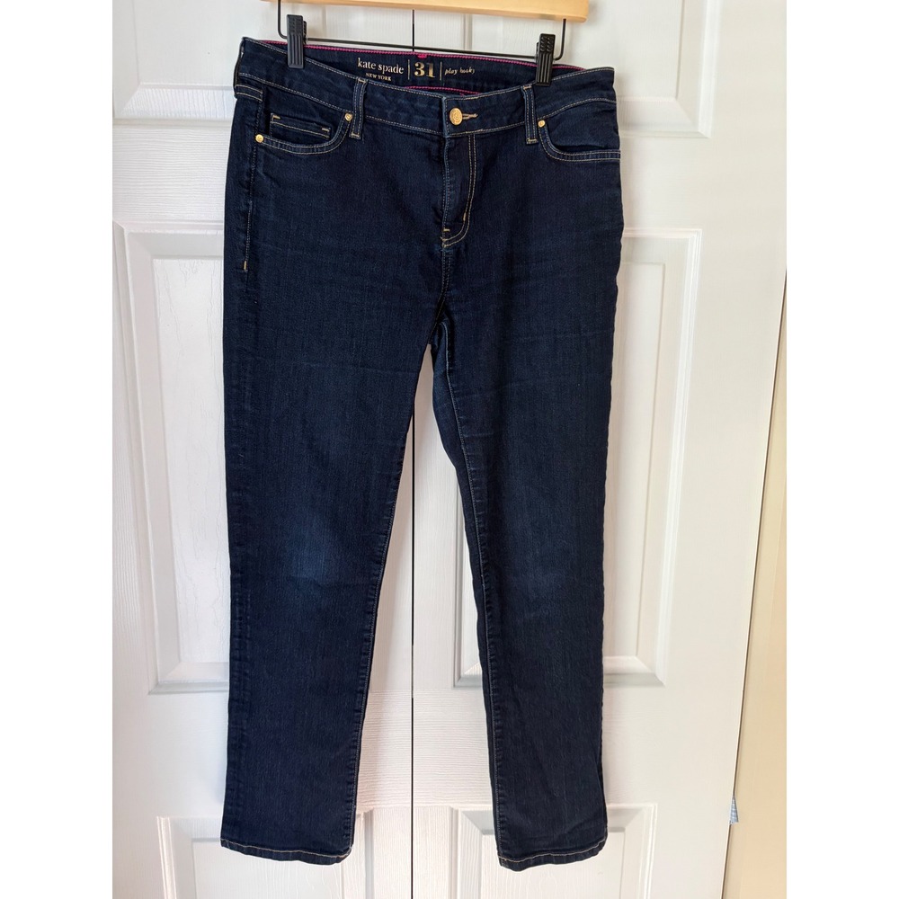 Kate Spade Perry Street Jeans Womens 31 Dark Wash Indigo Straight Leg A624
